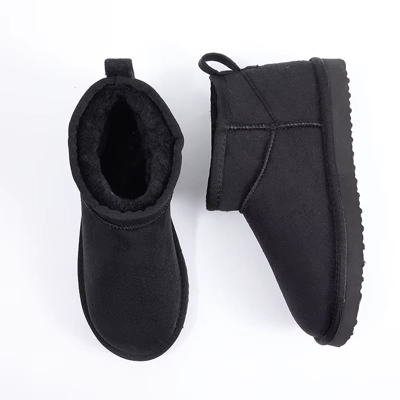 Luxury Winter Short Plush Snow Boots Cotton Shoes New Anti-Suede Women Boots Casual Flat Nonslip Cotton Boots Mini Fur Boots